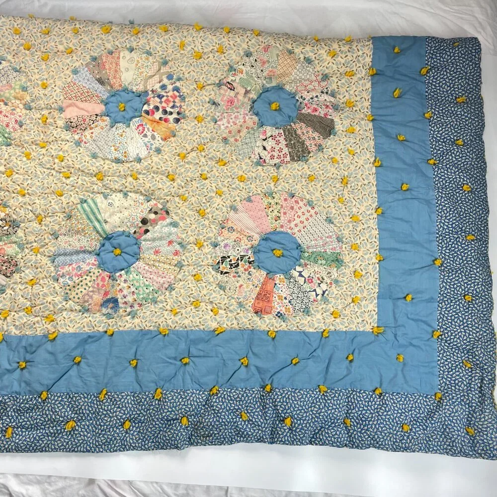 Antique 1920s Quilt Historical Society Dresden Patchwork Vintage Handmade Unique